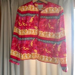 Vintage 90s 100% Silk Tiger Lily Bright Baroque Jacket by Adrianna Papell